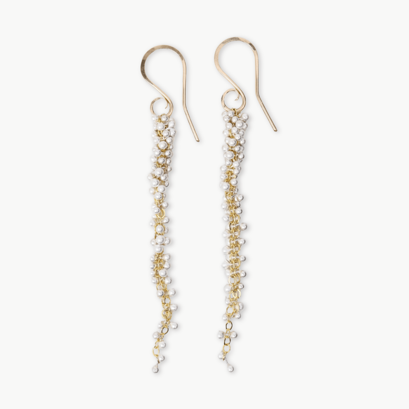 Gold Filled & Silver Long Wisteria Caviar Earrings