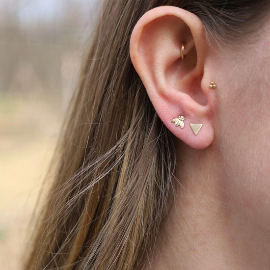 EAR-GF Gold Filled Triangle Post Earrings - "Don't Be Square. Be Different"