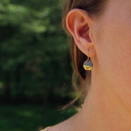 EAR-GF Grey Gold Dipped Circle Drop Earrings