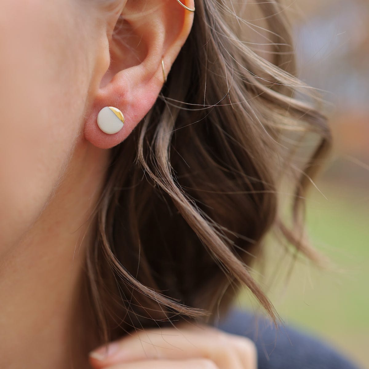 EAR-GF Large White Gold Dipped Studs