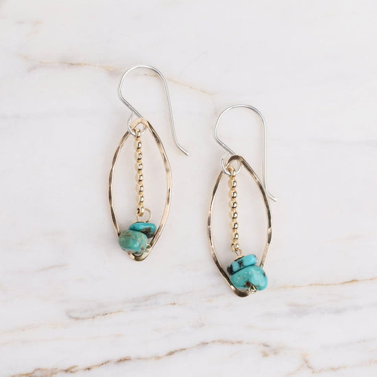 EAR-GF Marquise Frame with Turquoise Drop Earrings