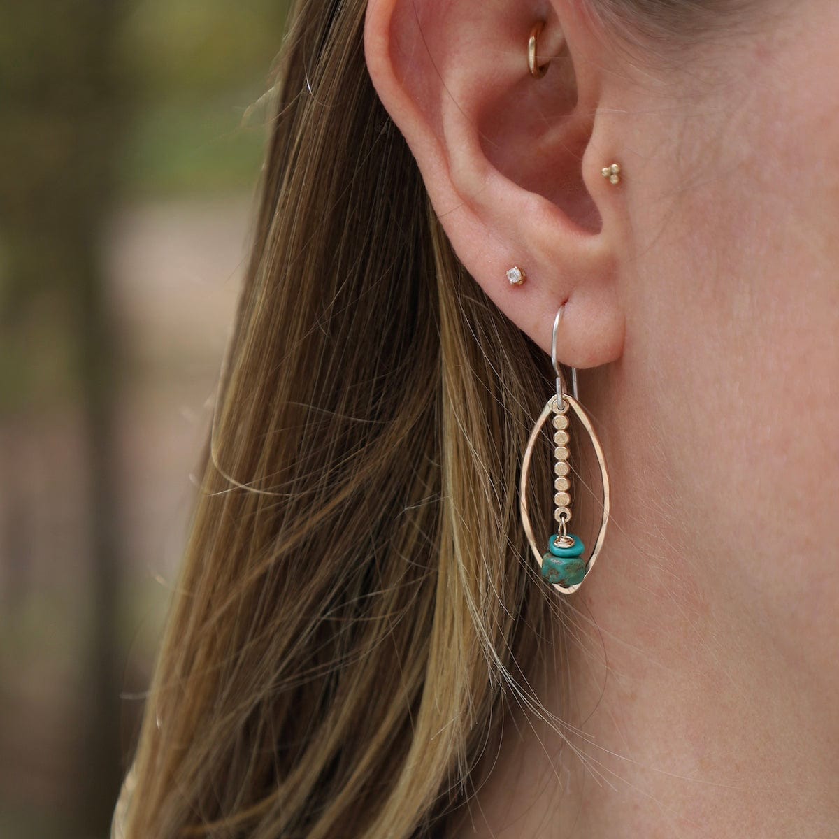 EAR-GF Marquise Frame with Turquoise Drop Earrings