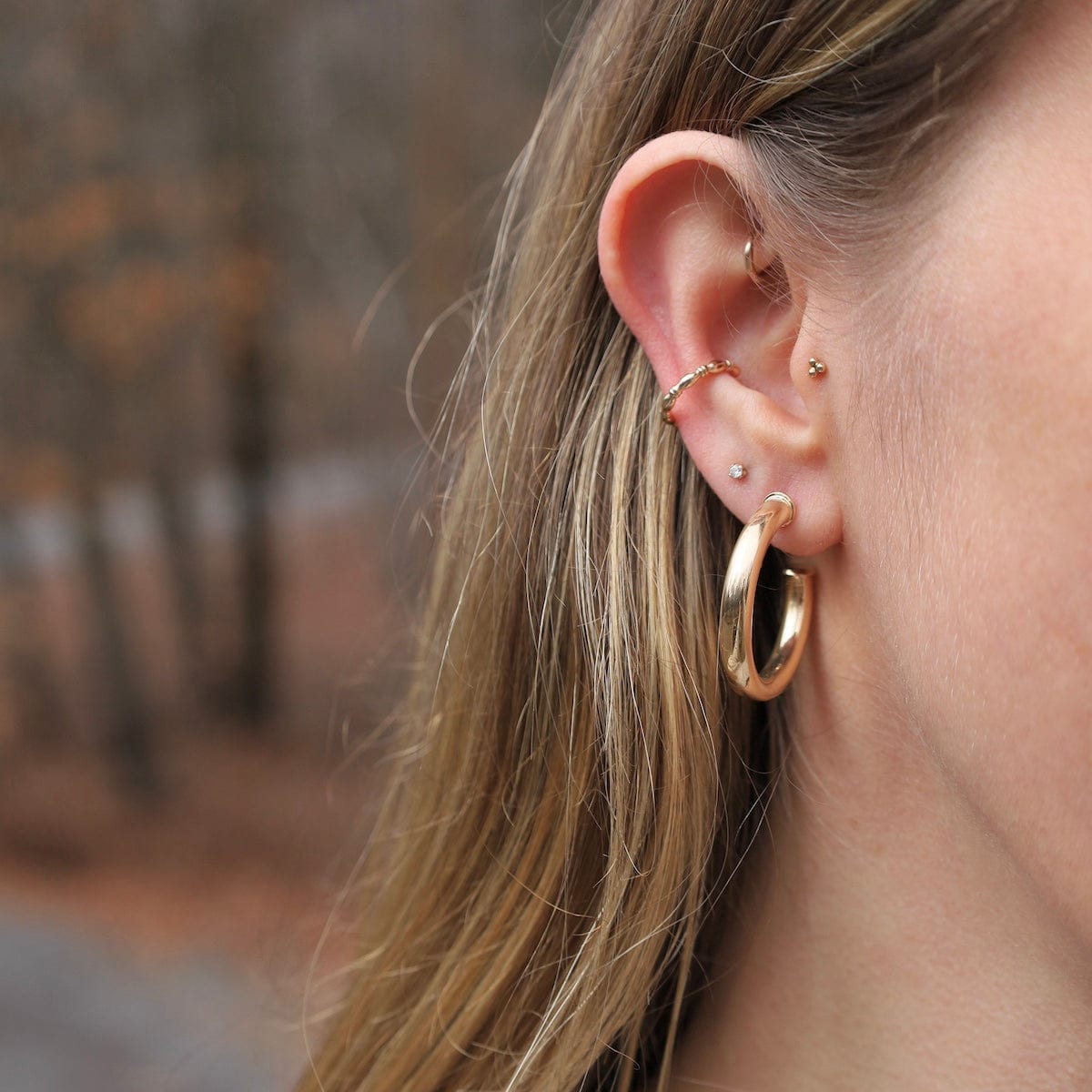 EAR-GF Nova Tube Hoops Earrings Gold Filled - med
