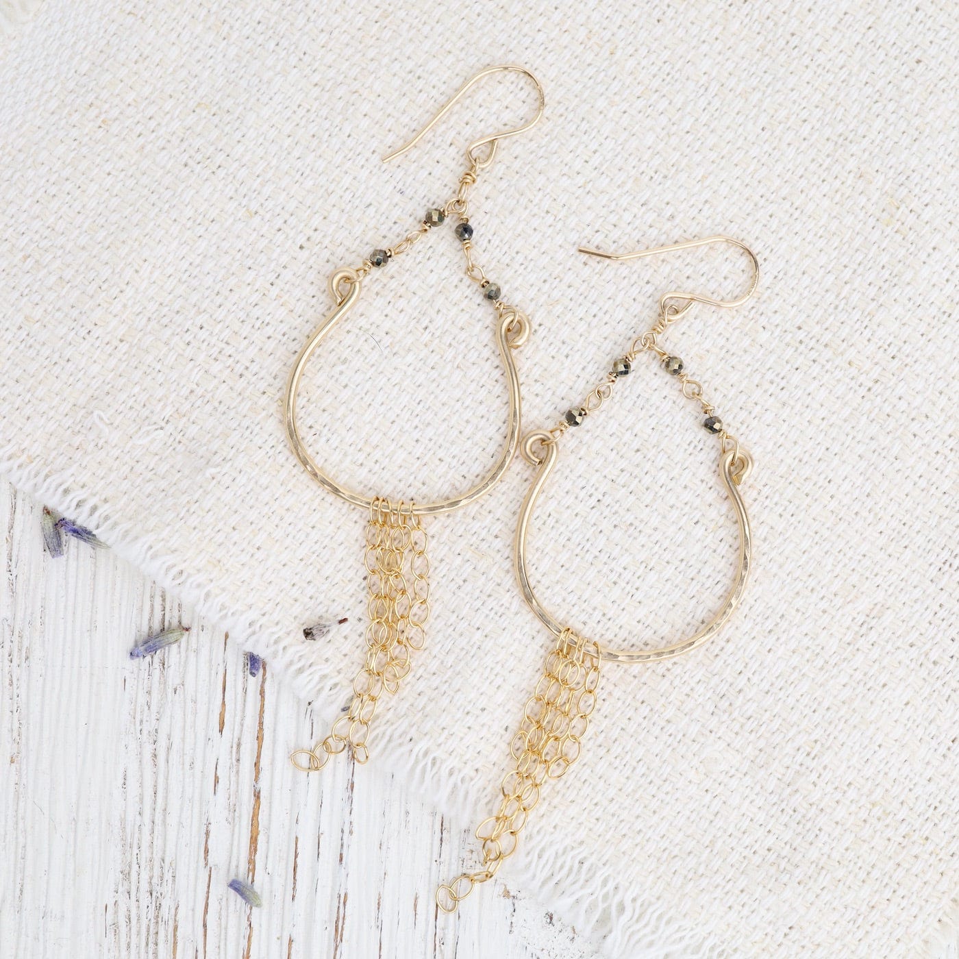 Pyrite hotsell gemstone gold dangle earrings