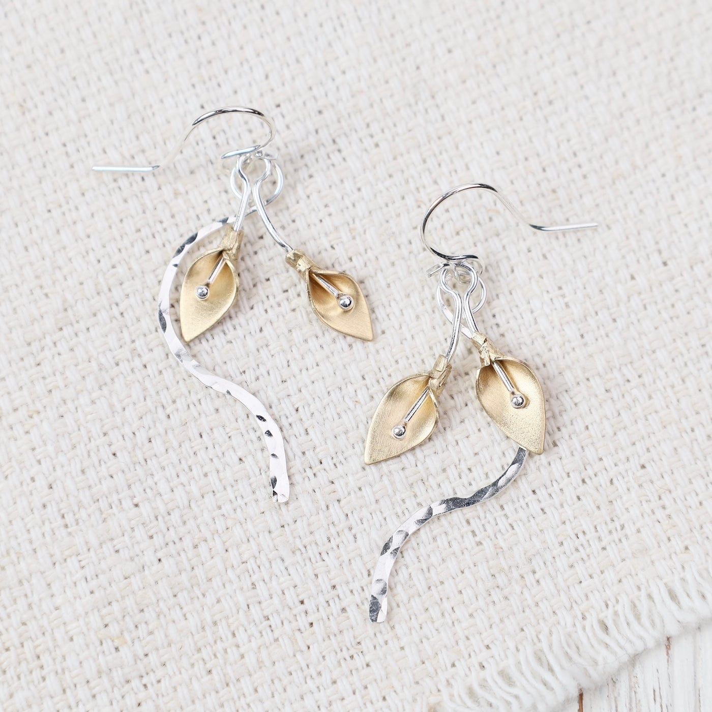 EAR-GF Sterling Silver & Gold Filled Calla Lily Stem Earrings