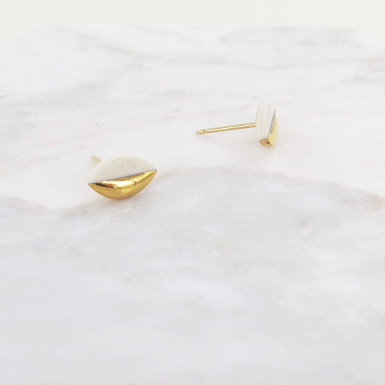 EAR-GF White Gold Dipped Marquise Studs