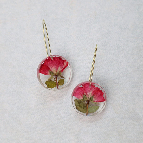EAR-GPL Botanical Full Moon Rose Bud Earrings
