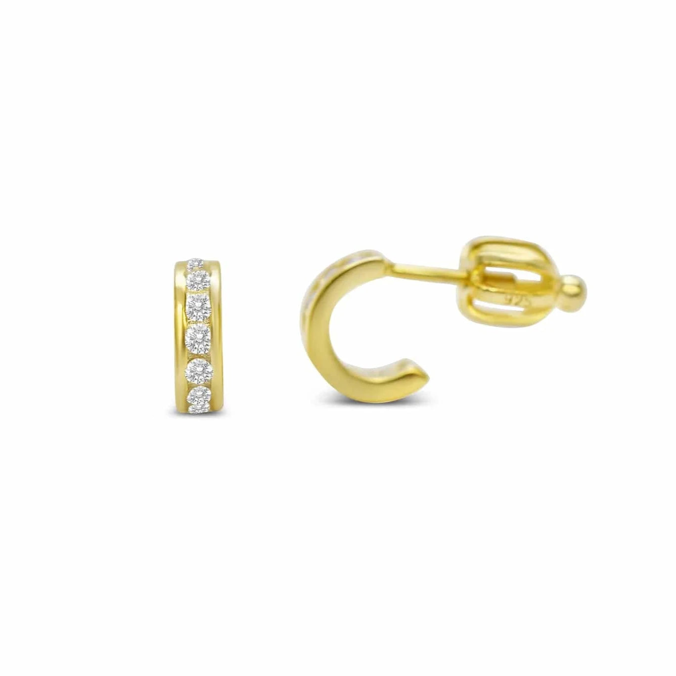 Gold CZ Half Hoop Earrings – Dandelion Jewelry