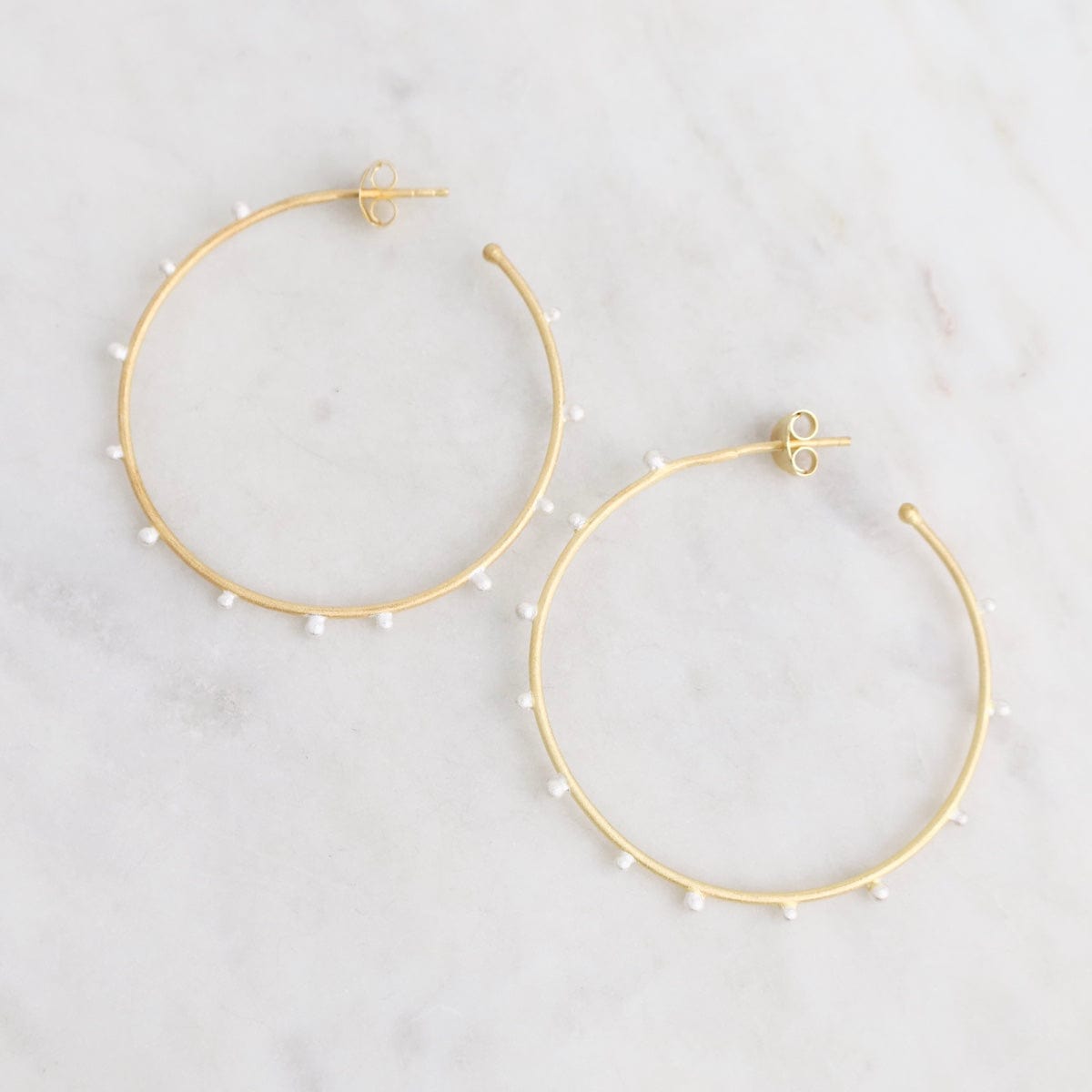 EAR-GPL Gold Hoops with Silver Beads