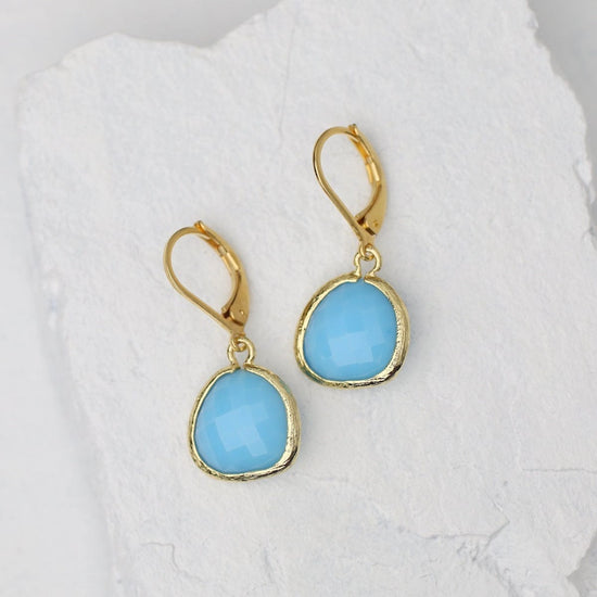 EAR-GPL Gold Plated Leaverback Gemstone Earring – Sky Blue