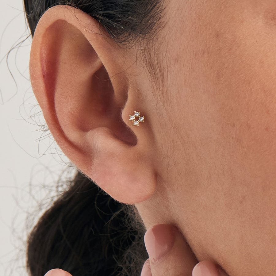 EAR-GPL Gold Sparkle Cross Barbell Single Earring