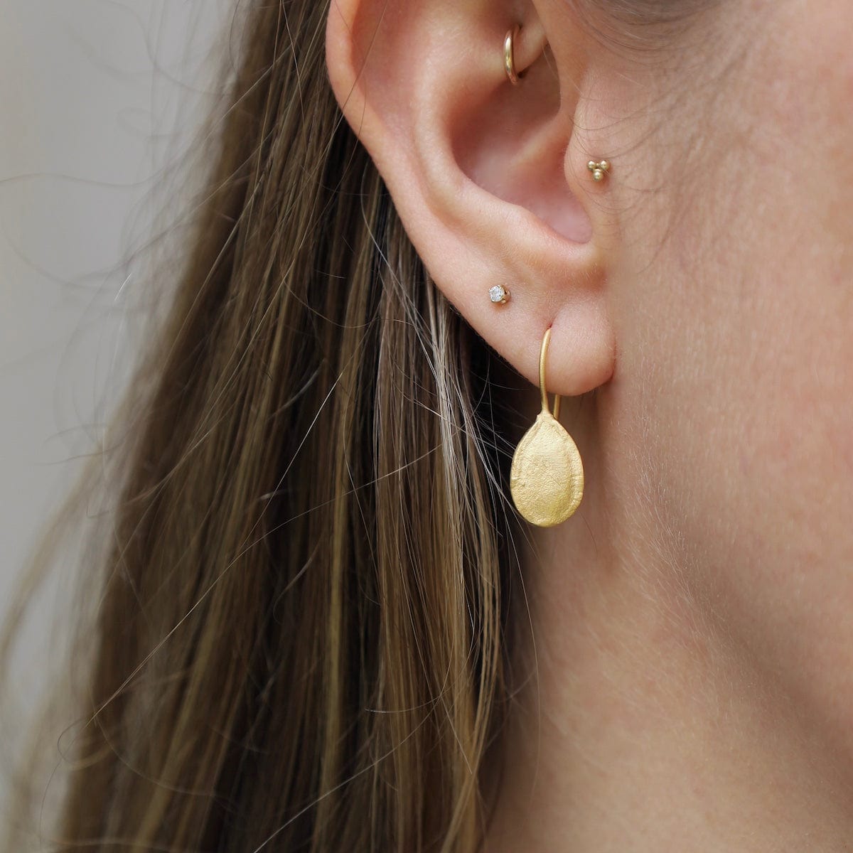 EAR-GPL Gold Textured Seed Earrings