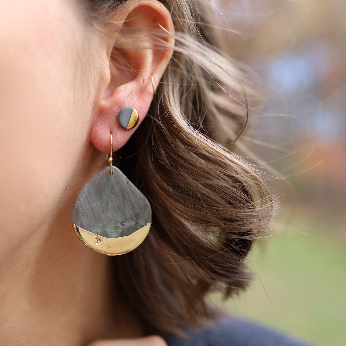 Dipped Teardrop Labradorite Earring Dipped Teardrop Labradorite Earring