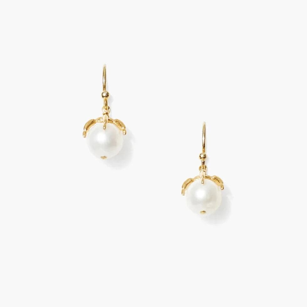 Lark Drop Earrings Mini White Pearl – Dandelion Jewelry