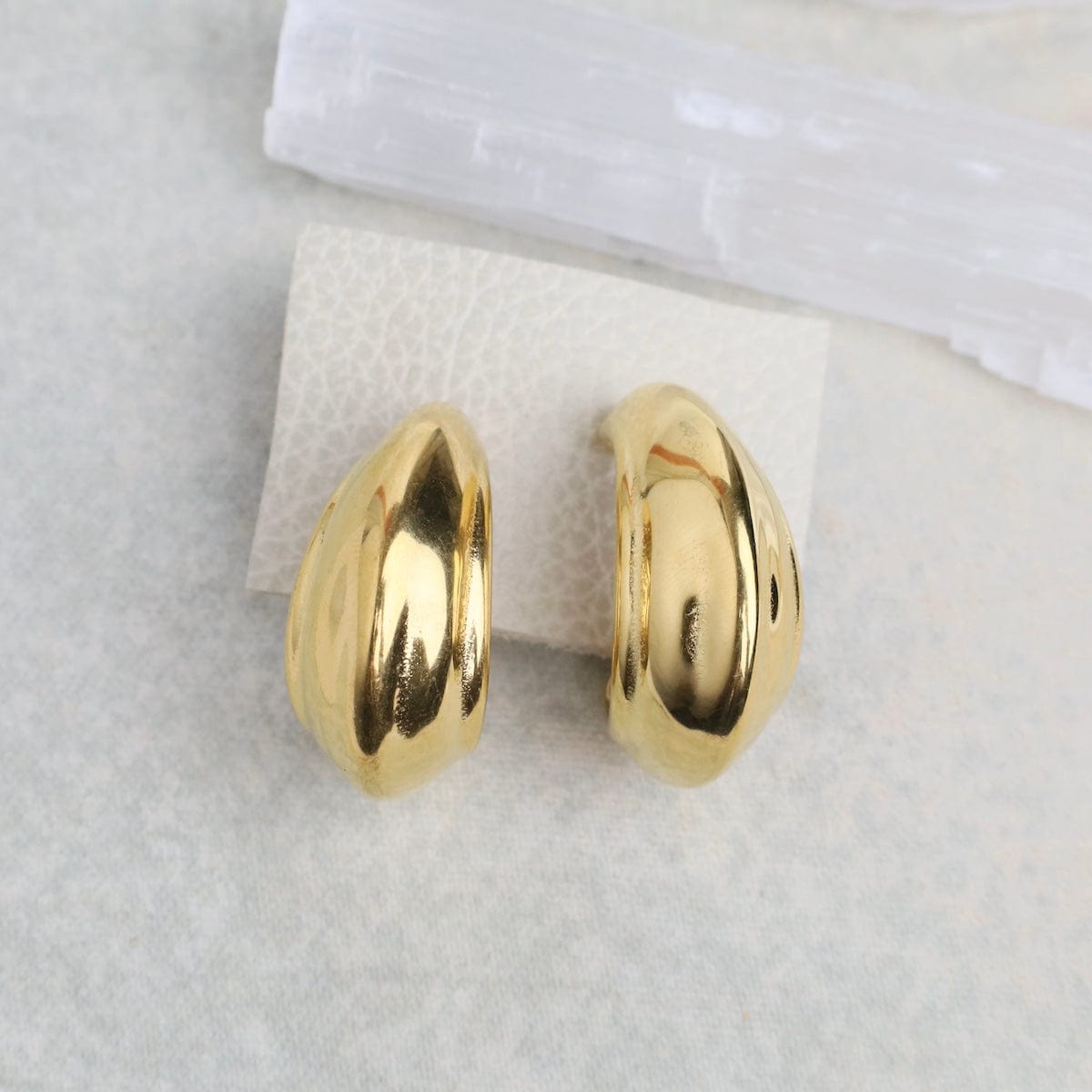 EAR-GPL LEA // Domed hoop earrings - 18k gold plated stain
