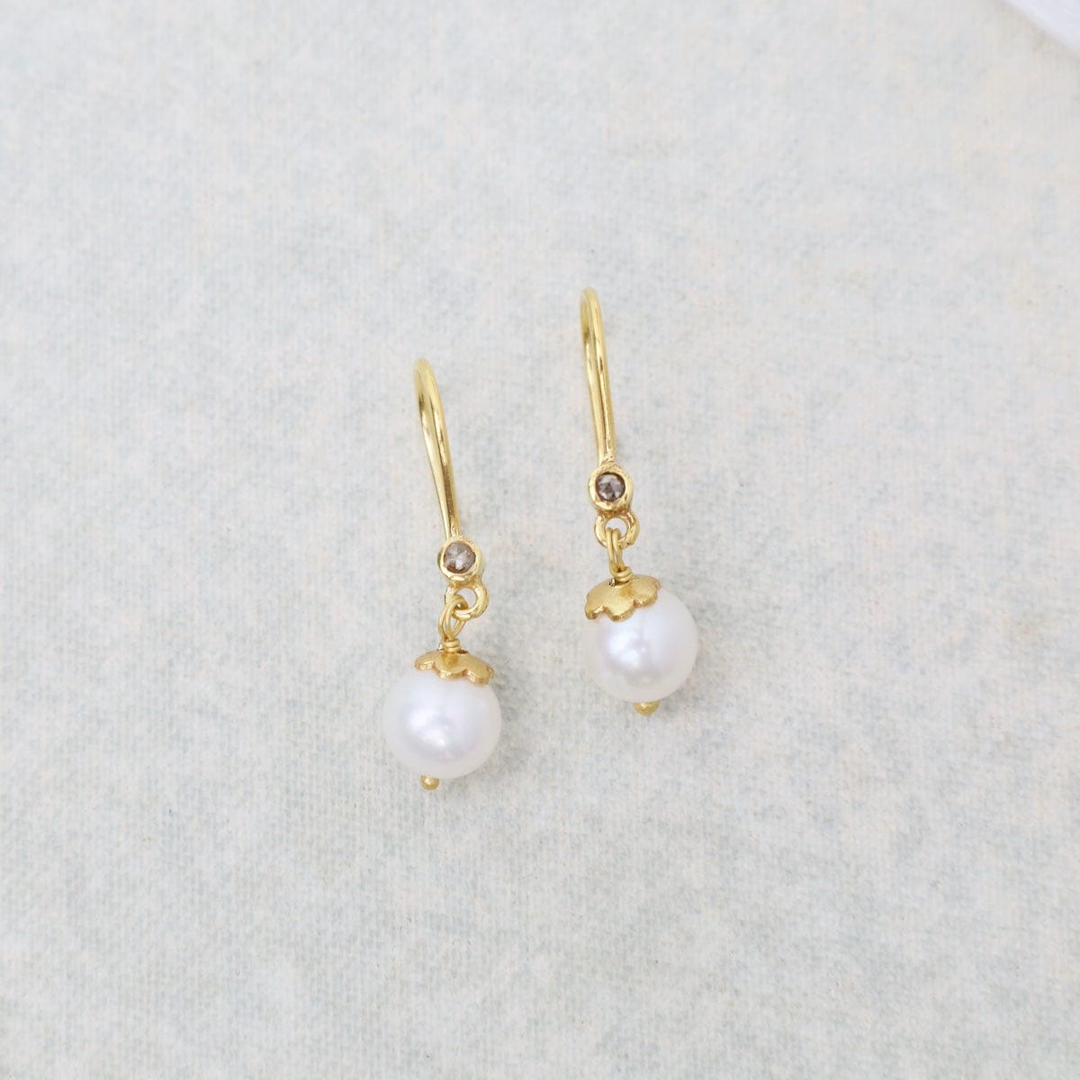 Pearl on a Diamond French Hook Earrings – Dandelion Jewelry