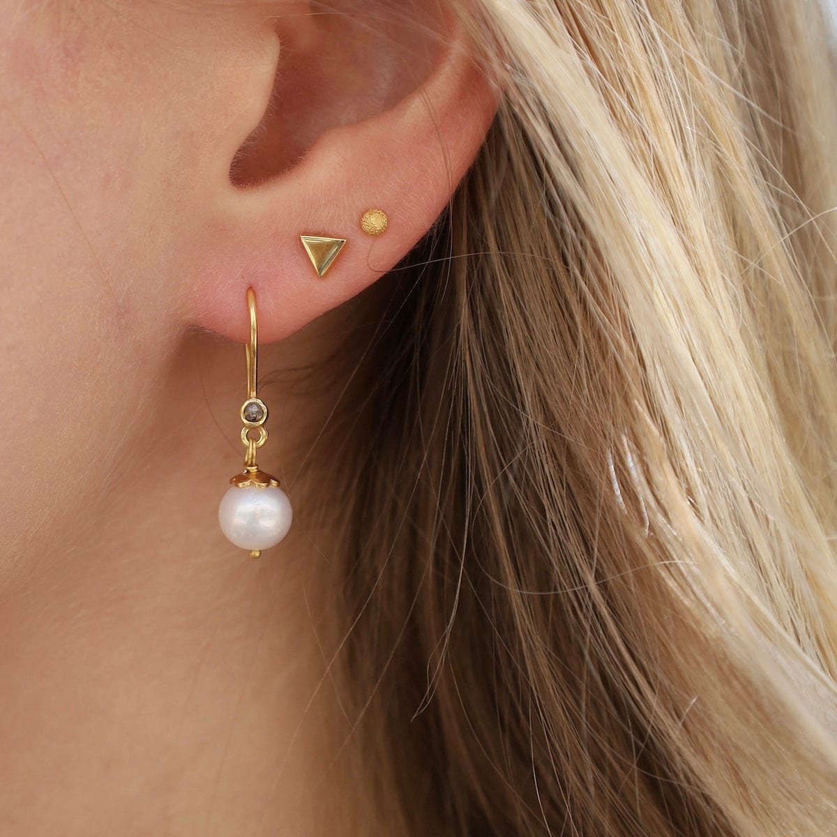 Pearl on a Diamond French Hook Earrings – Dandelion Jewelry