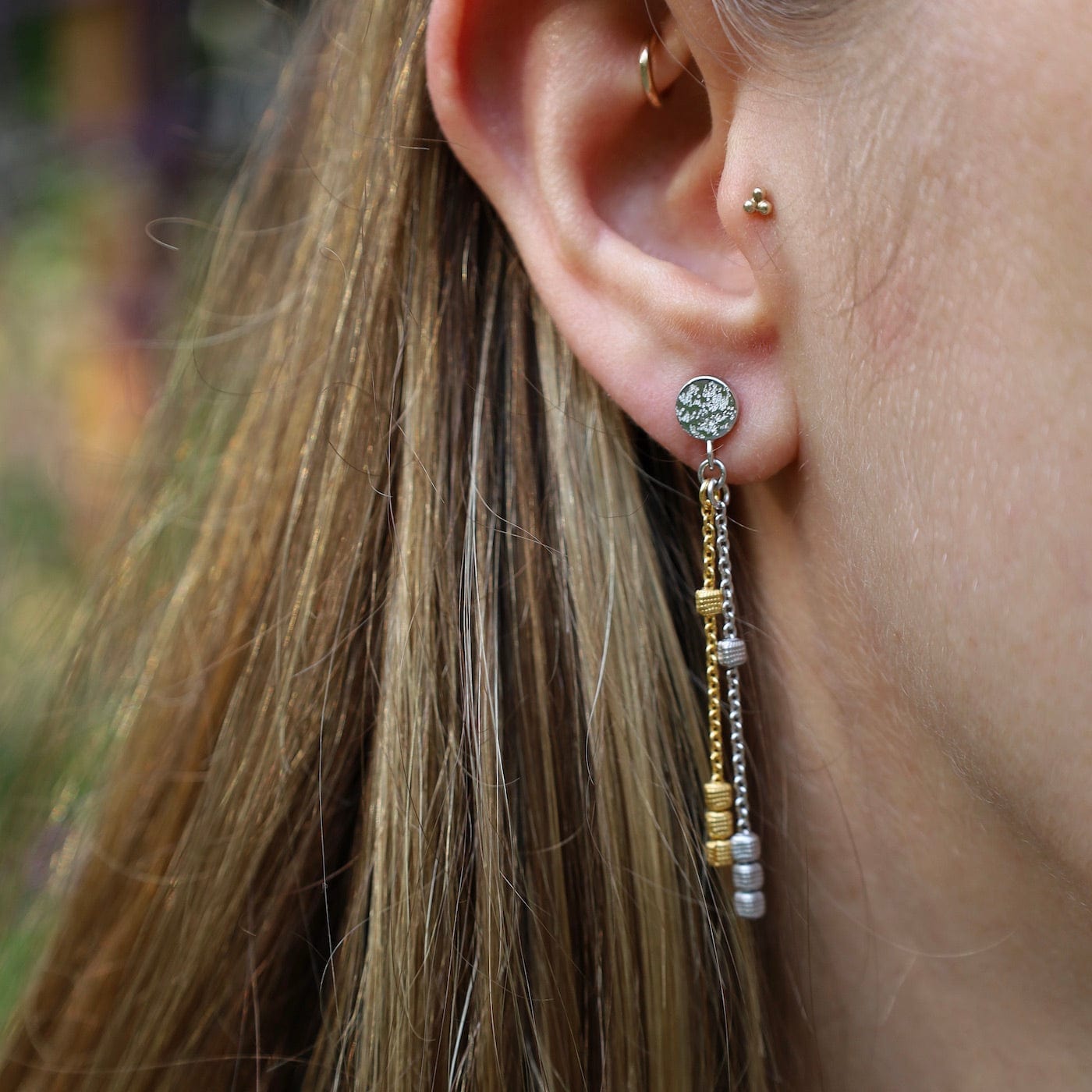 EAR-GPL Sterling Silver & Yellow Gold Plated Dani Earrings