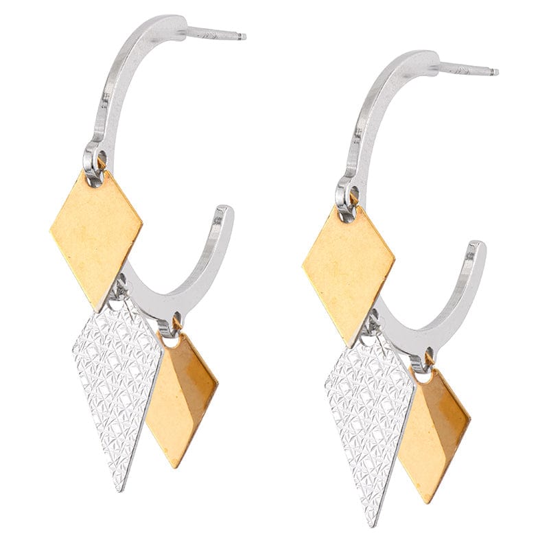 EAR-GPL Sterling Silver & Yellow Gold Plated Diamond Shape