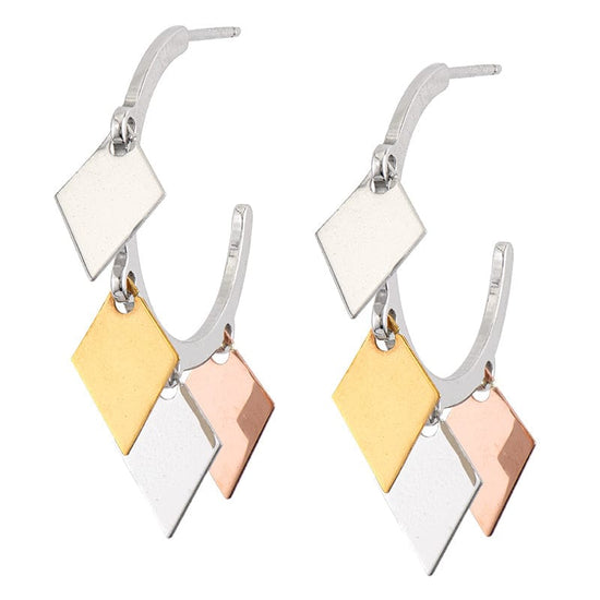 EAR-GPL Sterling Silver,  Yellow Gold & Rose Gold Plated D