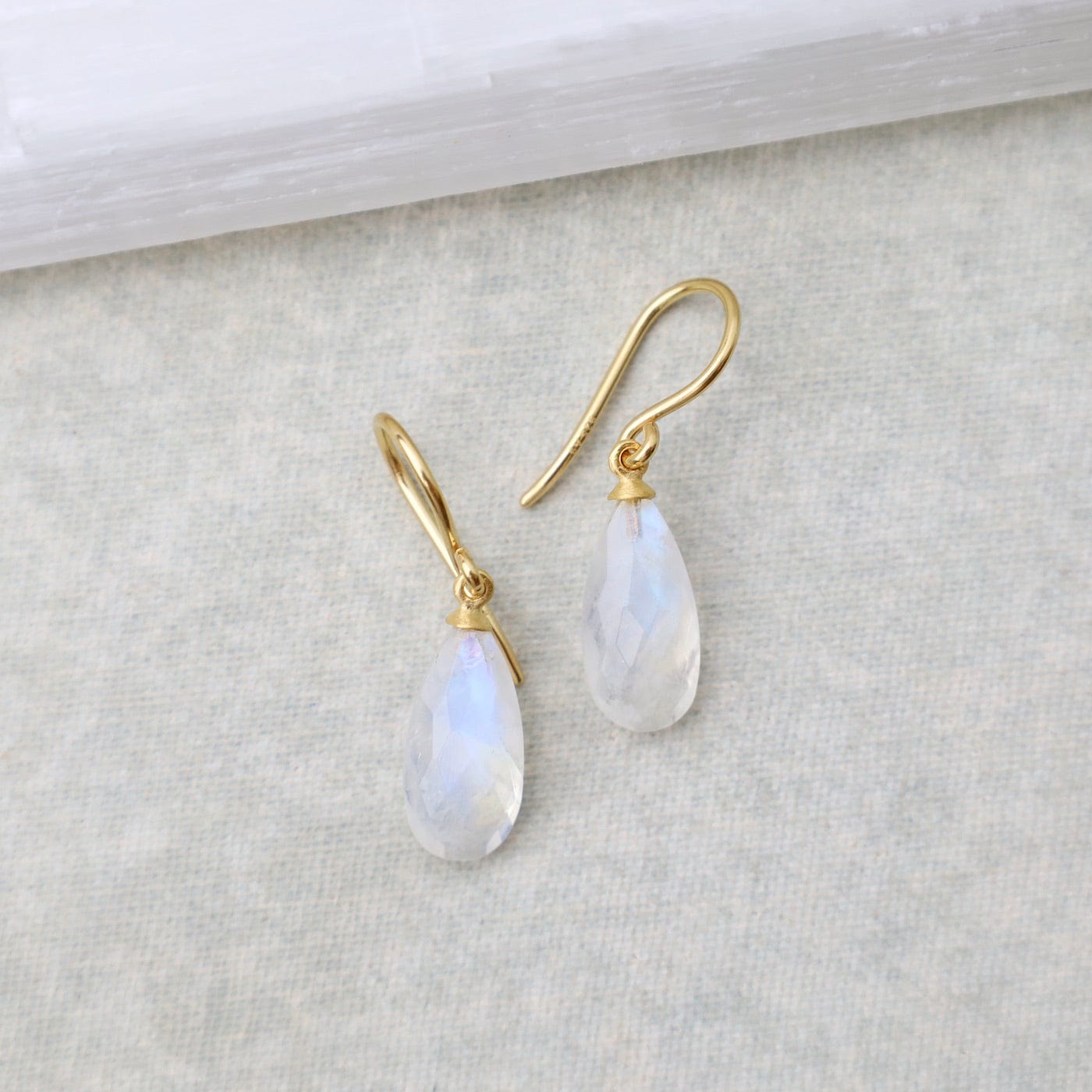 Rainbow Moonstone Earrings Gold Moonstone Rainbow Moonstone Drop