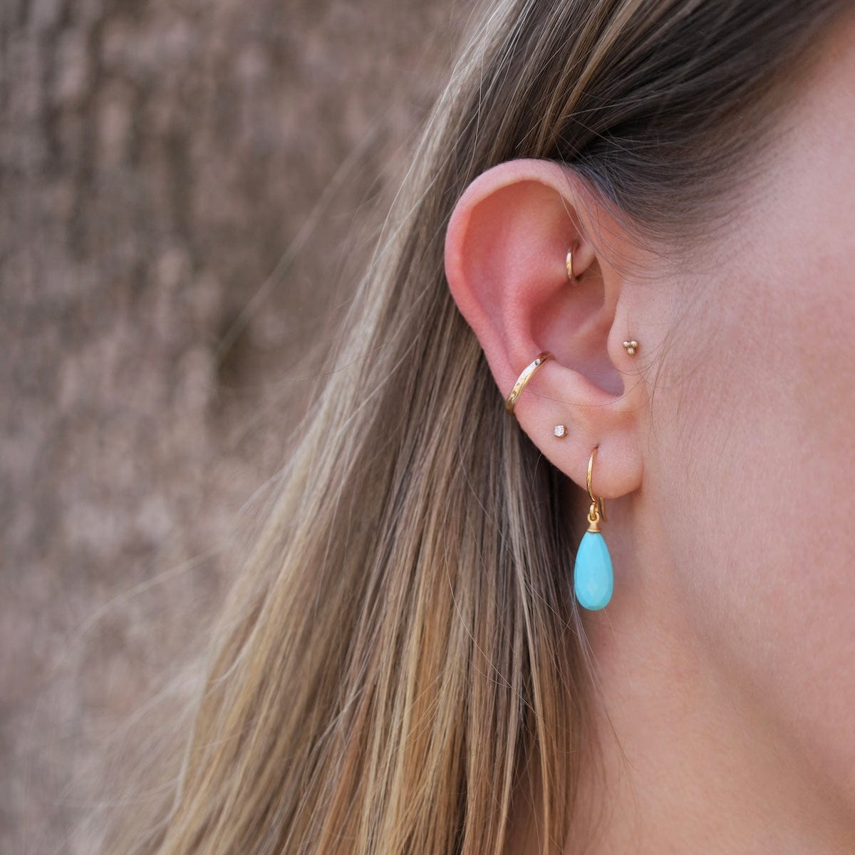 EAR-GPL Wire Faceted Turquoise Earrings