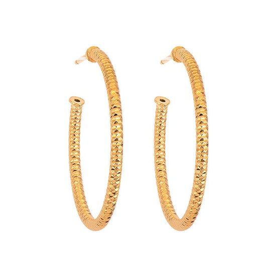 EAR-GPL Yellow Gold Plated Sparkle Hoops - 3 Size options