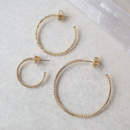 EAR-GPL Yellow Gold Plated Sparkle Hoops - 3 Size options