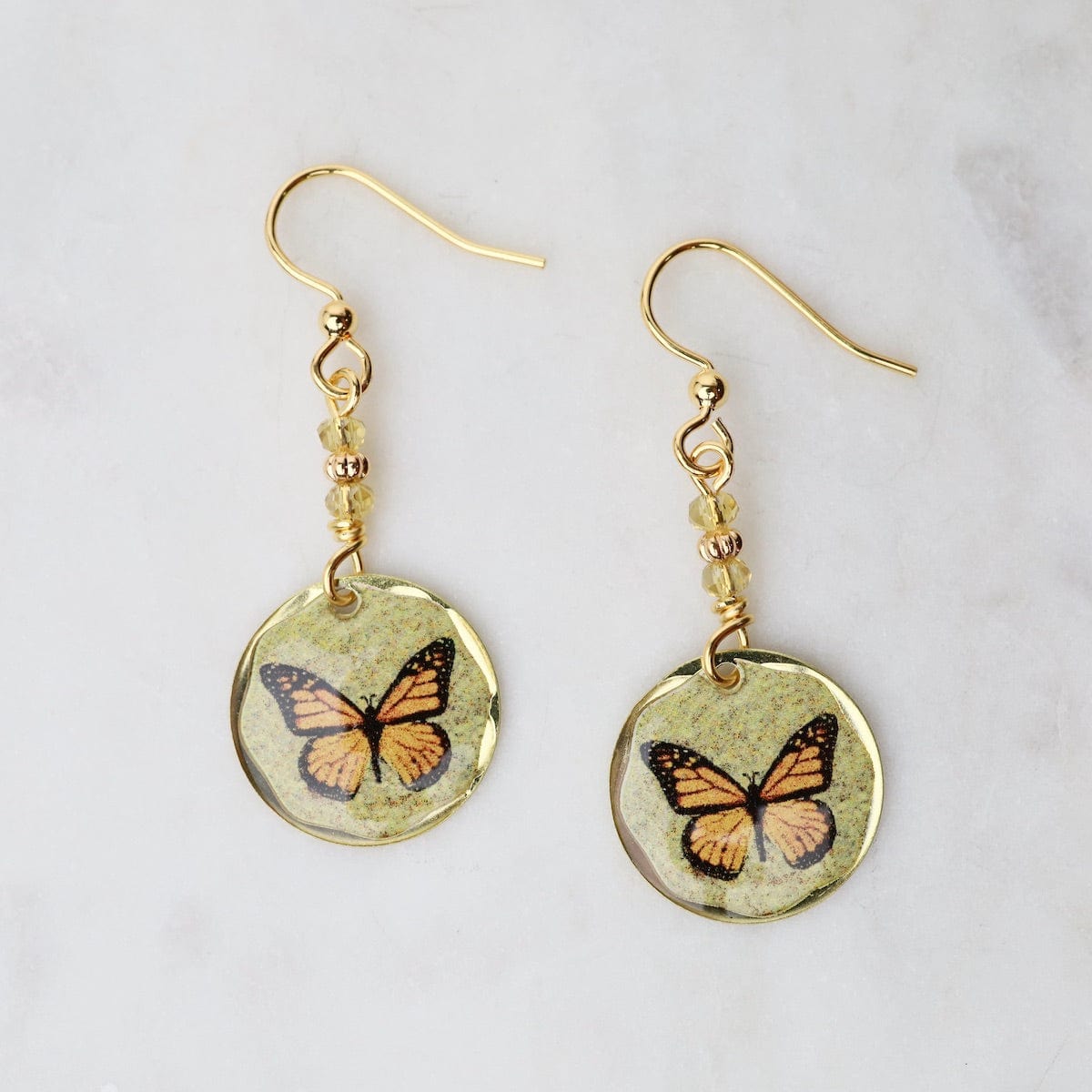 EAR-JM Round Monarch Butterfly Earrings