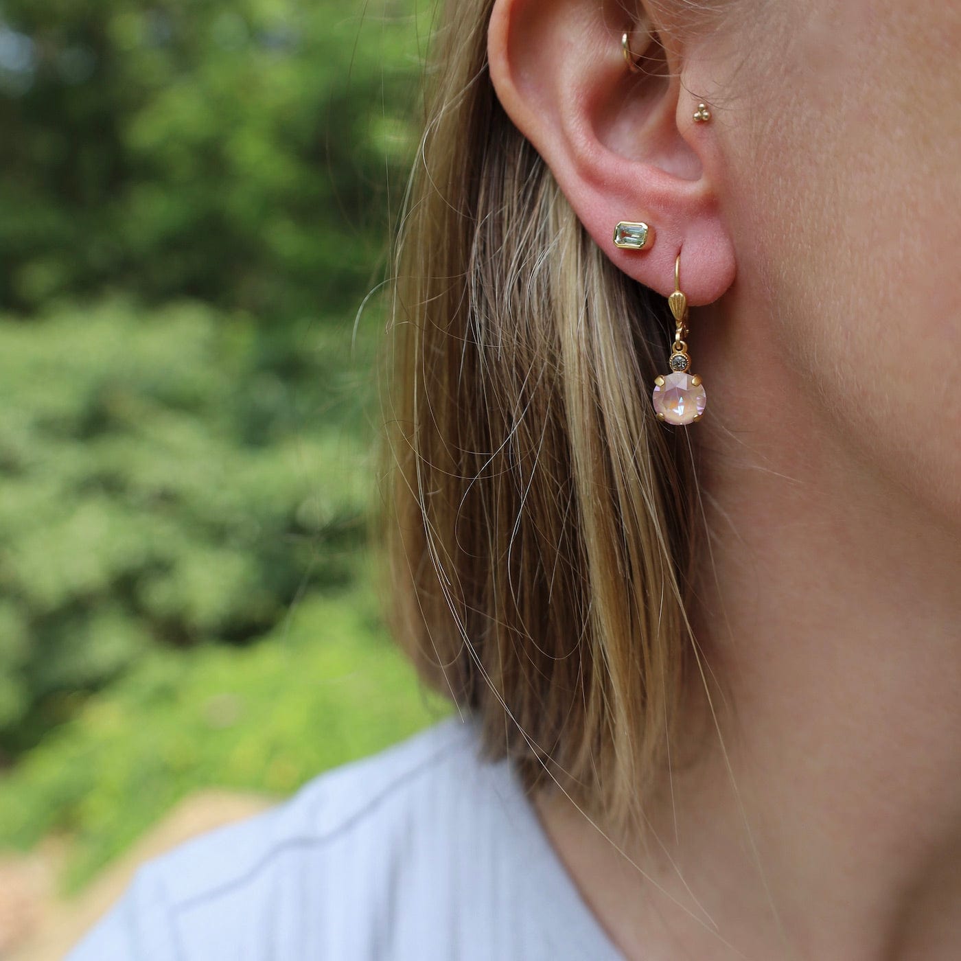 Small Dusty Pink Drop Earrings Gold Plate – Dandelion Jewelry