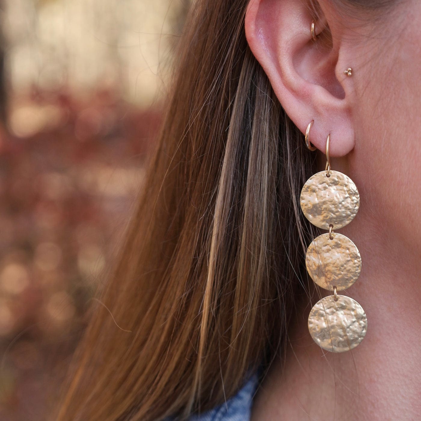 Triple Gold Coin Earrings – Dandelion Jewelry - Main Image