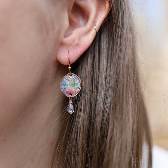 EAR-JM Water Colors with Crystal Drop Earrings