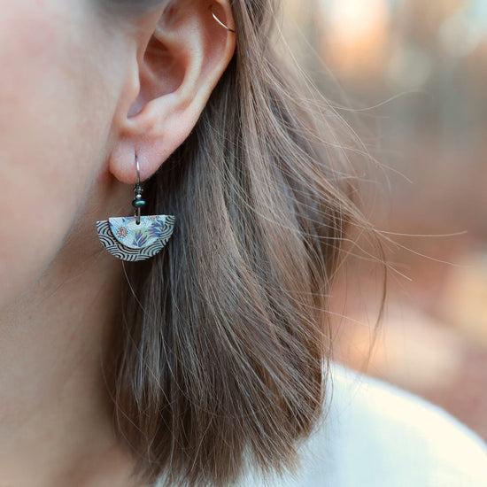 EAR-JM Waterlilly Half Disc Crystal & Half Disc Earrings