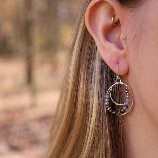 EAR Labradorite, Pyrite, & Crystal Beaded Earrings