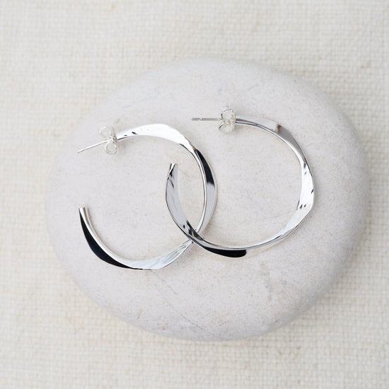 EAR Large Abstract Flattened Curve Hoops