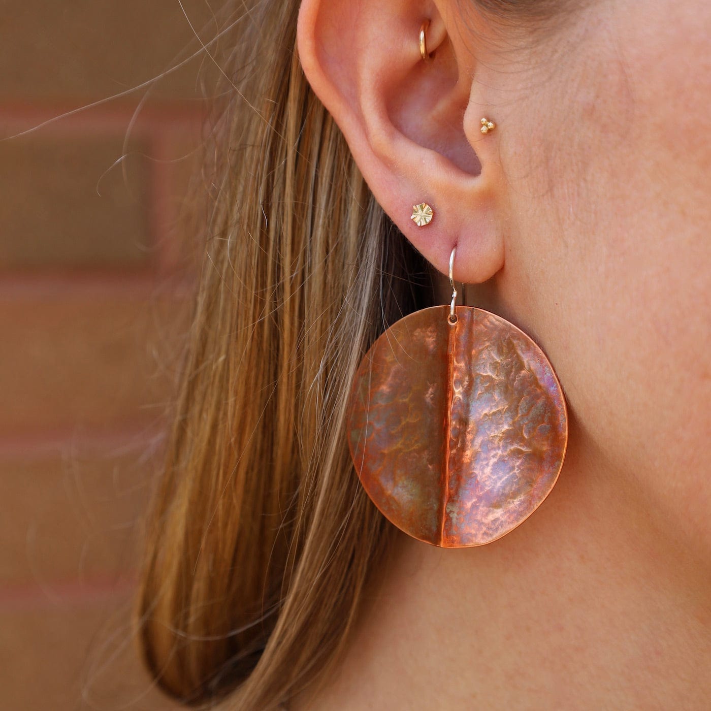 Large Folded Copper Disc Earrings – Dandelion Jewelry