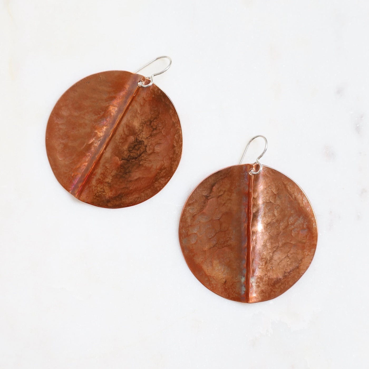EAR Large Folded Copper Disc Earrings