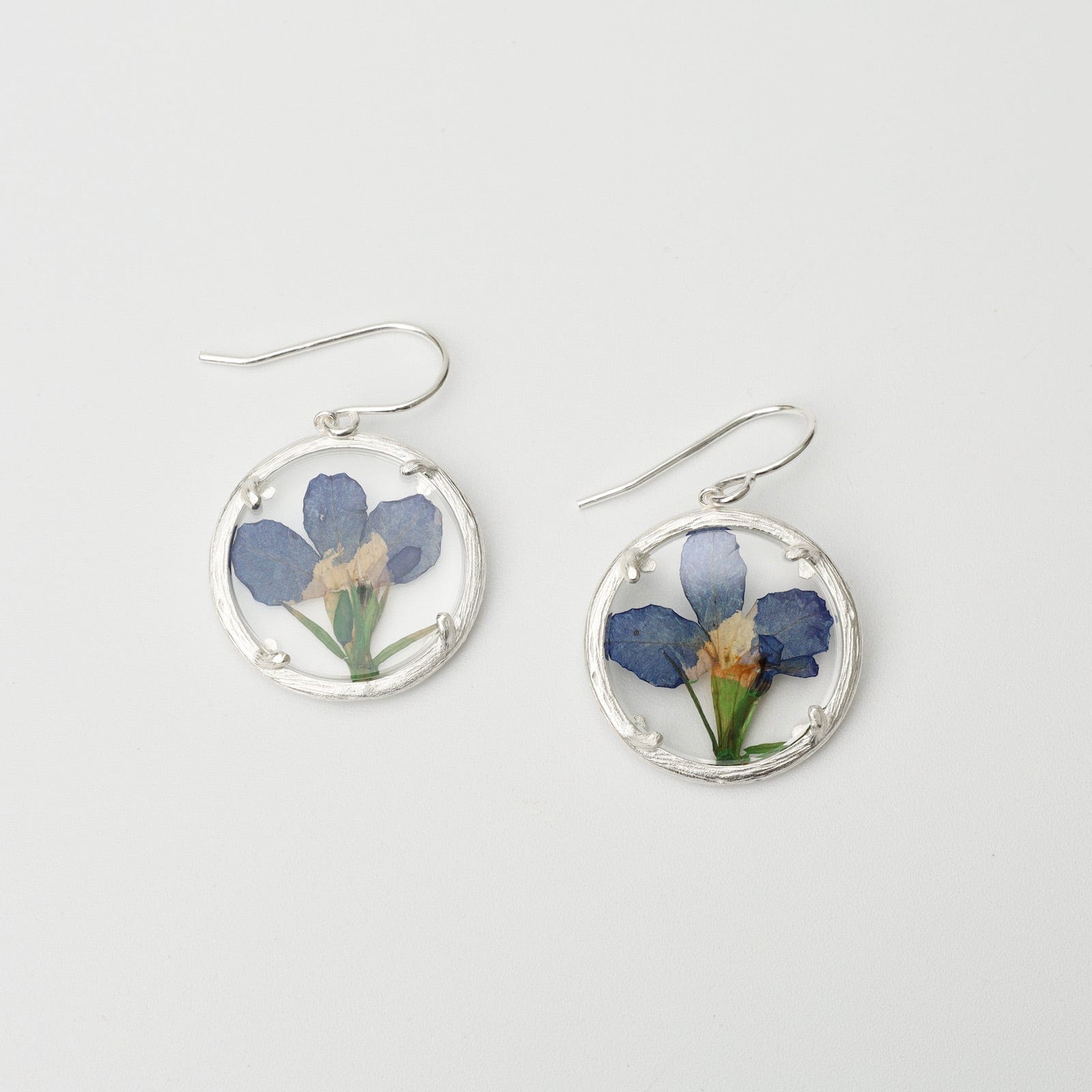 875 Lobelia Small Glass Botanical Earrings Recycled Sterling Silver