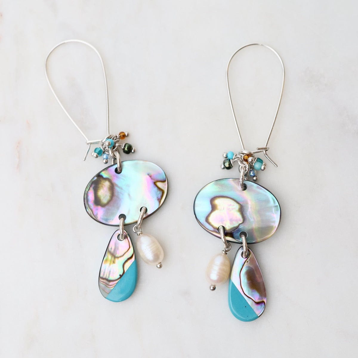 Paua Turquoise Cluster Earrings – Dandelion Jewelry