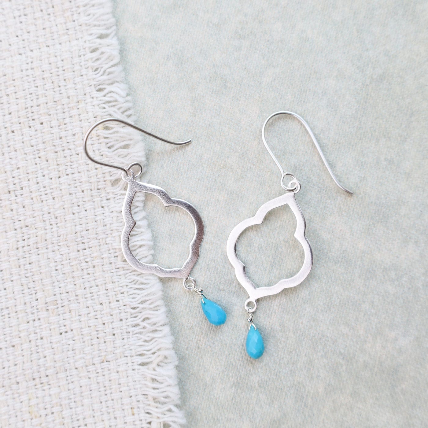 Persian Window with Tiny Sleeping Beauty Turquoise Drop Earrings