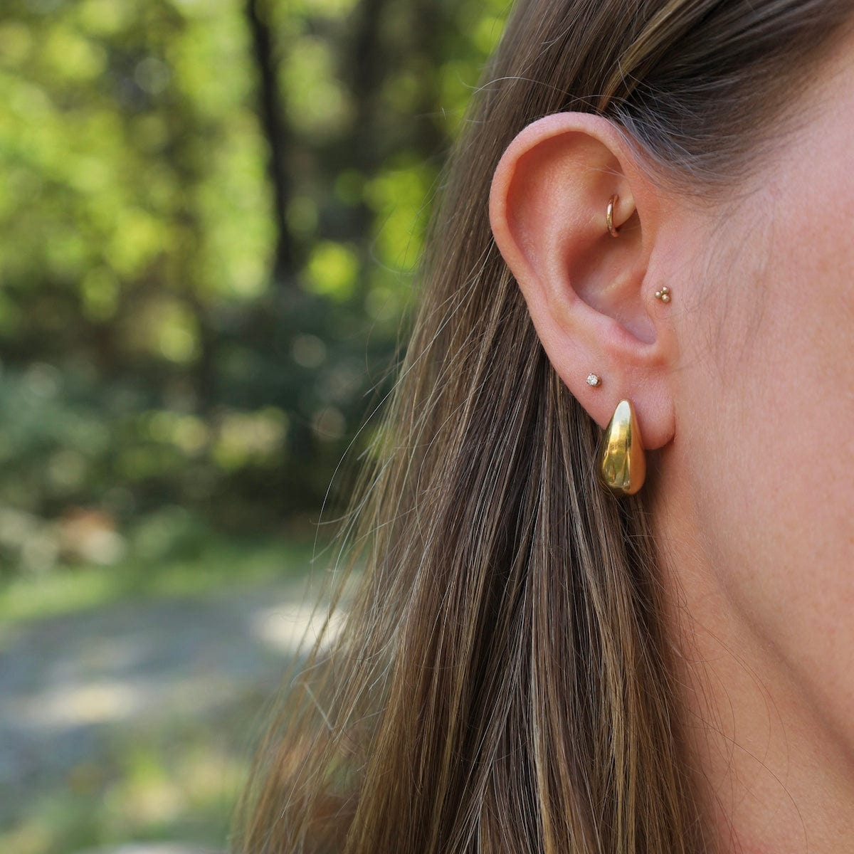 Water Droplet Sud Earrings in Gold Plated Stainless Steel