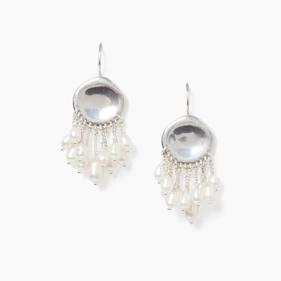 EAR Silver White Pearl Medusa Earrings