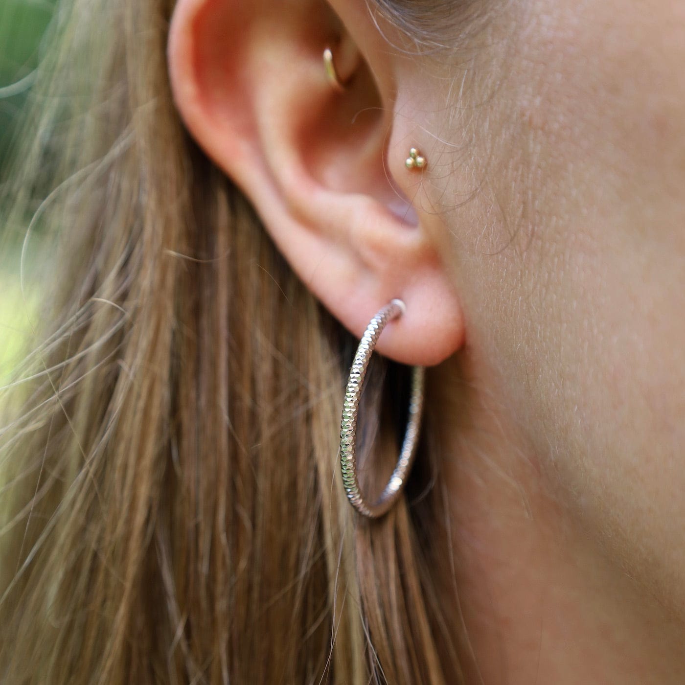 EAR Sterling Silver 1" Sparkle Hoop Earrings