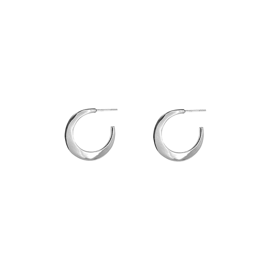 EAR Sterling Silver Crescent Moon Hoops – Small