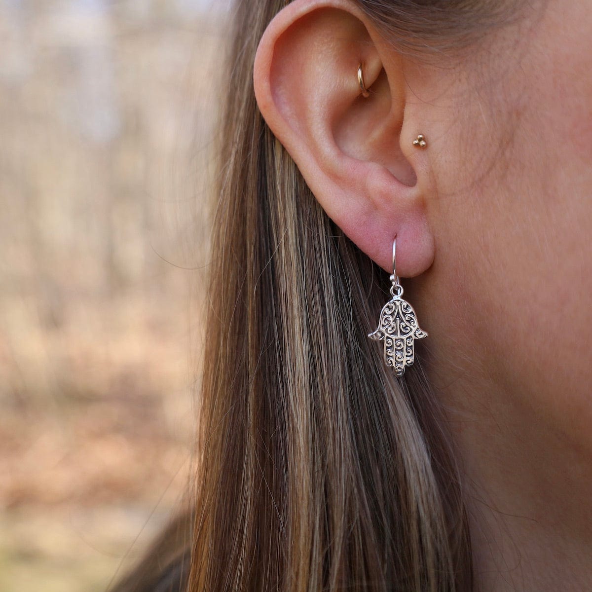Sterling Silver Hamsa Earrings – Dandelion Jewelry