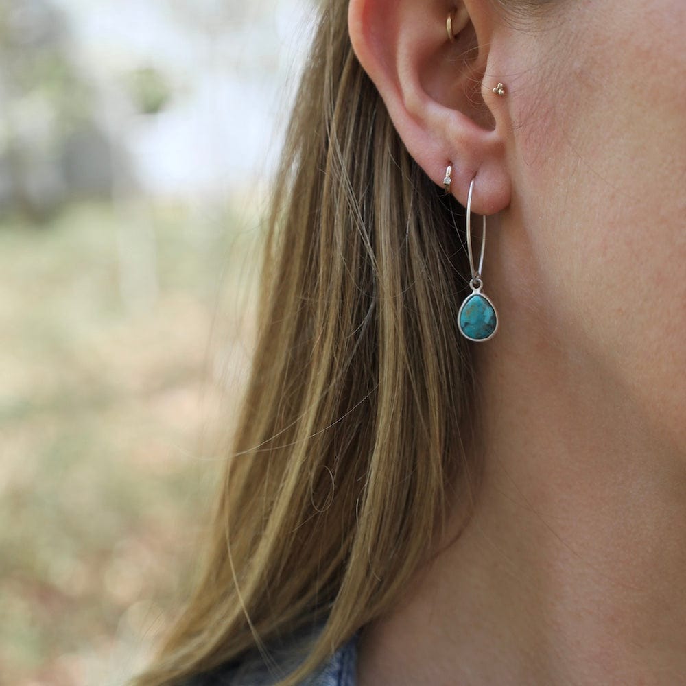 EAR Sterling Silver & Turquoise Hoop