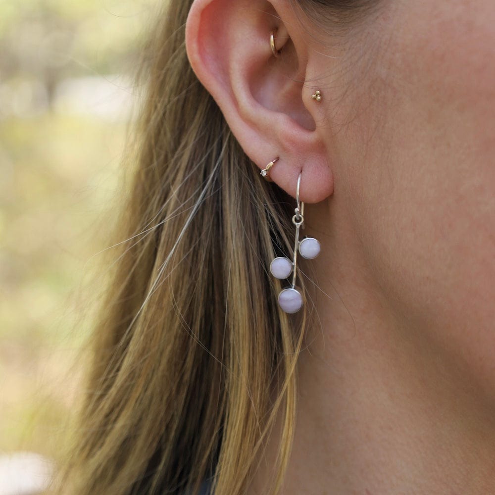 EAR Sterling Silver with 3 Lavender Shells
