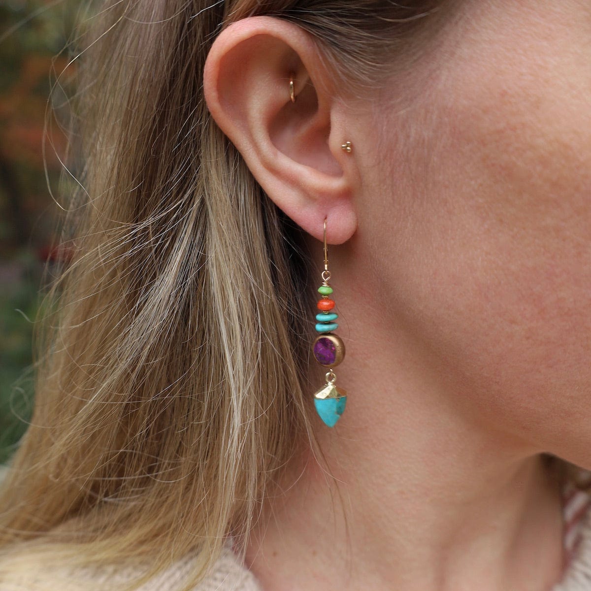EAR Turquoise Trianglular Point Drop Earrings