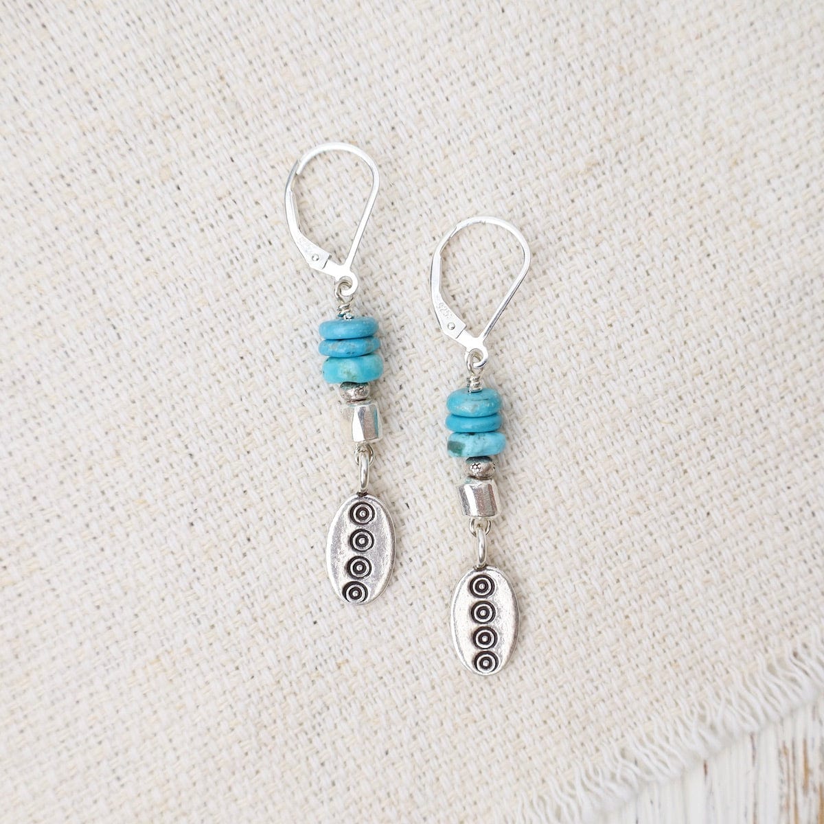 EAR Turquoise with Thai Silver Drop Earrings