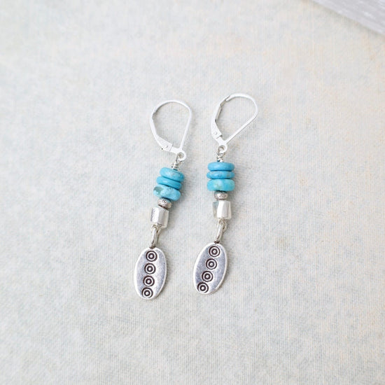 EAR Turquoise with Thai Silver Drop Earrings